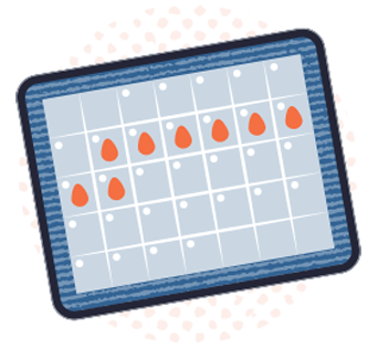 Tracking your period on a monthly calendar